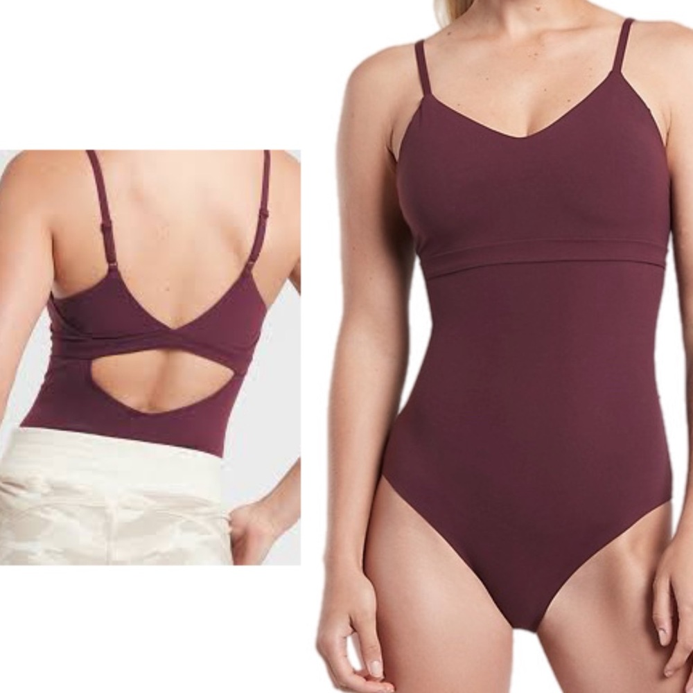 Women's Burgundy V-Neck Strappy Bodysuit